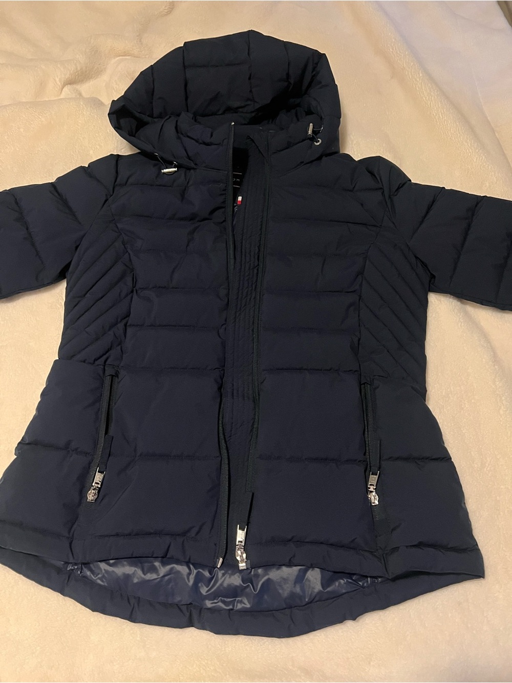 Tommy Hilfiger Navy Hooded Puffer Coat for Kids